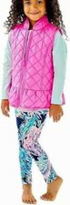 Lilly Pulitzer Melanie Reversible Down Vest Pink Floral Girl's XL 12/14