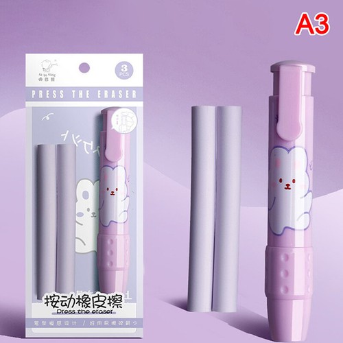 pressing cartoon pencil eraser Pen type cute eraser Replaceable rubber core - Photo 12/20