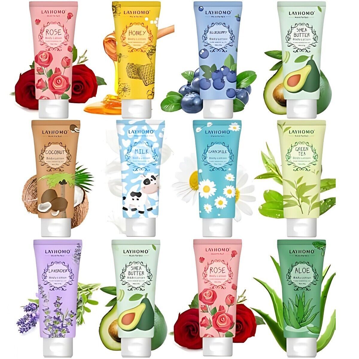 12 Pack Body Lotion Set for Women - Natural Fragrance Moisturizer Hamper Gifts