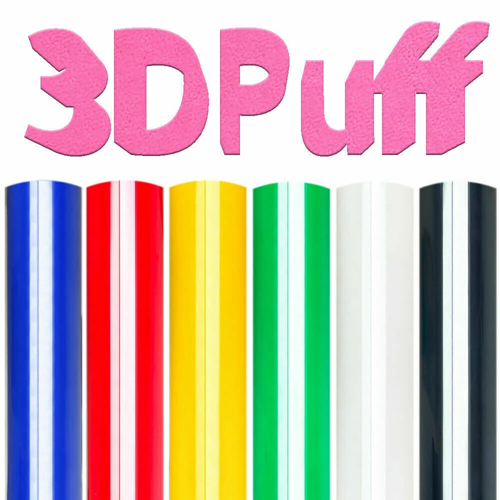6pcs Bundle 3D Puff Heat Transfer Vinyl Sheets 12x 10 Iron on