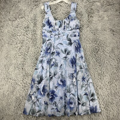 navy blue dress for baby girl Dress Barn A-Line Dress Women's 10 Blue Floral Chiffon Y2K Fairy Whimsy  Pastel
