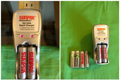 SUNPAK Pictures Plus AA/AAA 4 Channel Ni-Cd & Ni-MH Battery Charger- 6 Batteries