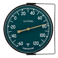 104-1512F La Crosse 5.5" Indoor/Outdoor Dial Thermometer with Bracket Dark Green