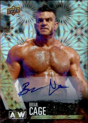 Brian Cage 2021 Upper Deck AEW Pyro Parallel Auto Card #45 7/25