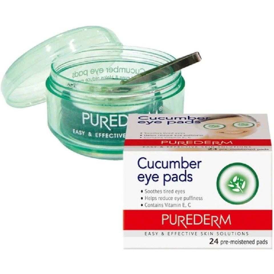 2 x PureDerm Cucumber Eye Pads 24's/box - Soothes Tired Eyes Reduce Puffiness - Image 3 of 4
