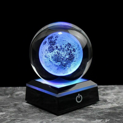 60MM 80MM 3D Crystal Ball Glass Laser Engraved Miniature Sphere Planet Gift