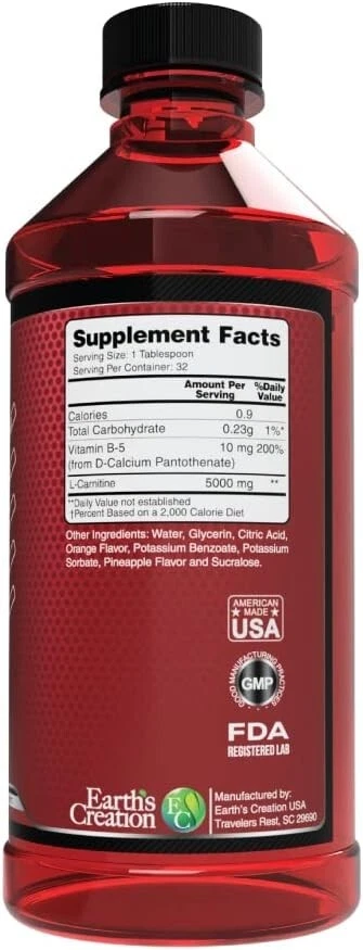 Earth's Creation Liquid Carnitine 5000 con paquete CLA Foto 2 de 4