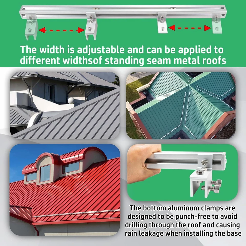 Kit de montaje Starlink para techo de metal con costura de pie con adaptador de tubo Starlink Foto 3 de 4