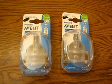 2 Packs of 2 Philips AVENT Anti-Colic Slow Flow Nipples 1m 1 month 4 TOTAL