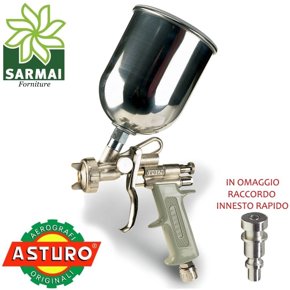 Aerografo E70 professionale ASTURO pistola verniciatura verniciare ugello 1,6 mm