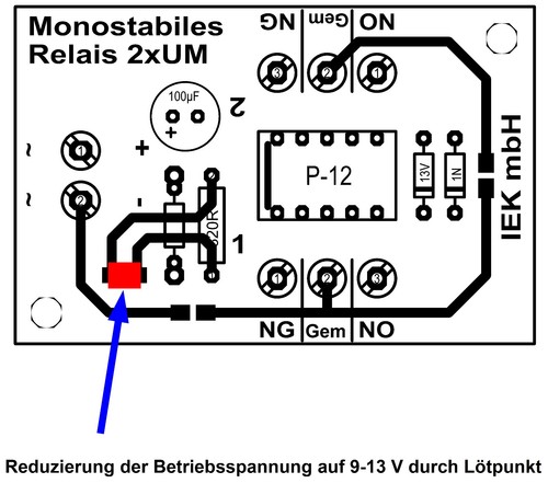 Relaisplatine Relaiskarte, Relais monostabil, monostabiles Relais 2 x UM, 9-24 V - Bild 6 von 6