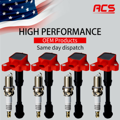 4X OEM New Ignition Coil & Iridium Spark Plugs For Ford Escape Fiesta 1.6L UF674