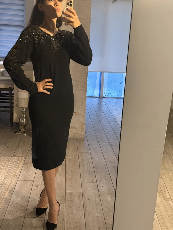 Destinee Vintage Lambswool & Angora Rabbit Hair Midi Dress Size PS - Image 2 of 4