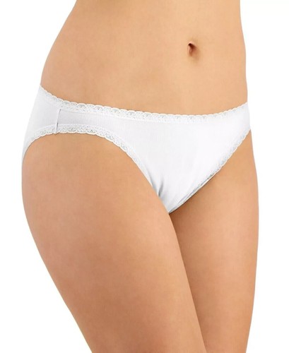JENNI Women’s Lace Trim Bikini Underwear Bright White PICK SIZE - 第 1/2 張圖片