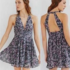 Kimchi Blue Floral Halter Flare Mini Dress Size 8