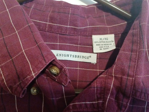 KnightsBridge Men Button Up Shirt XL/XG Maroon Striped, Pockets Long Sleeve - Picture 5 of 6