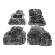 Gray Black Tipped Genuine Sheepskin  Car Floor Mats Extra Plush Fits Bentley