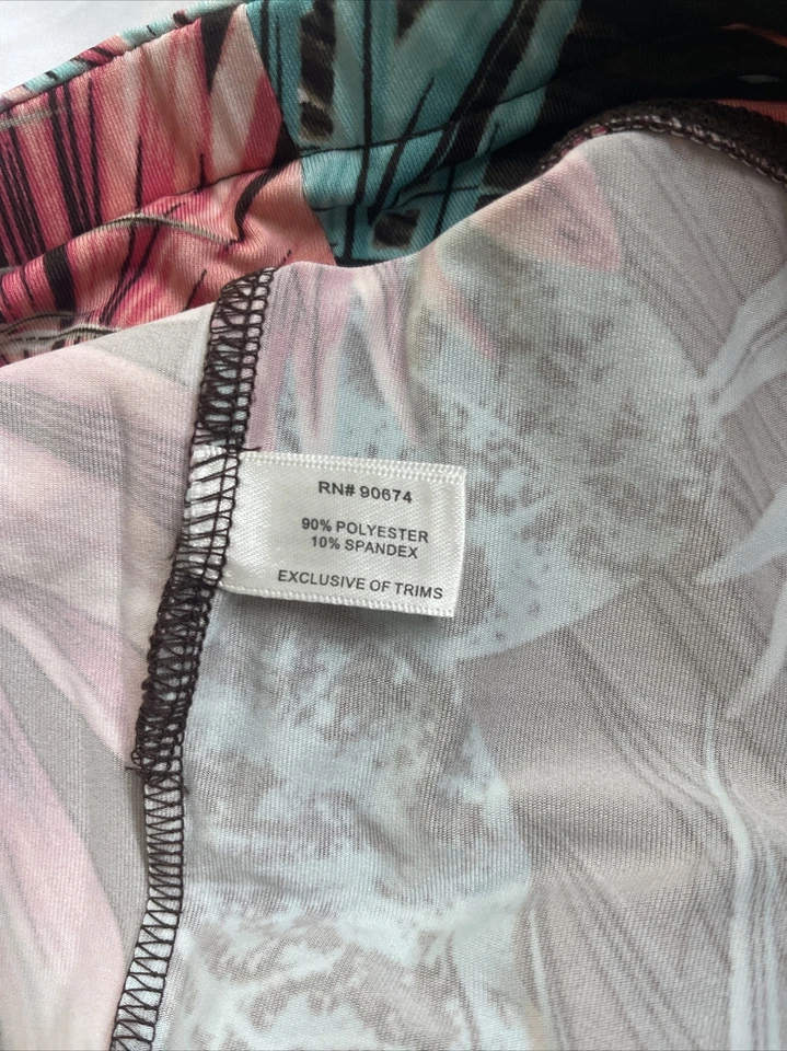 Boston Proper Women's Size Large Leggings Pink Teal Workout Pants Crop - Image 4 of 4