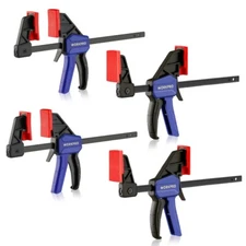 WORKPRO 4PC 6" Mini Bar Clamps One-Handed Clamp/Spreader Wood Clamp Set F Clamps