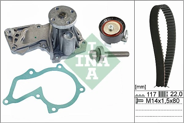 Water Pump & Timing Belt Set for FORD VOLVO INA 530 0605 30 - Image 2 of 3