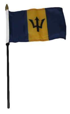 Wholesale 12 Barbados 4''x6'' Flag Desk Set Table Wooden Stick Staff