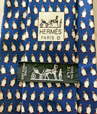 エルメス HERMES 5143 HA シルク 絹 ネクタイ レギュラータイ ペンギン