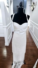 Fashion Nova White Fringe Bandage Dress