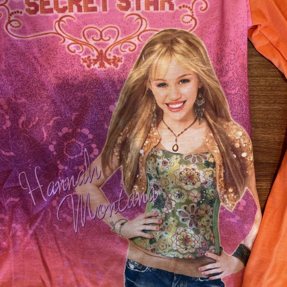 Disney Hannah Montana Girls Pajama Top Size 10/12 Pink Orange Long Sleeve - Image 2 of 4
