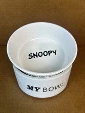 Snoopy Pet Cat Dog Water Food Bowls (2) Ceramic My Bowl Burp Snoopy Suppertime