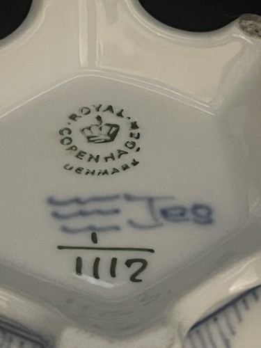 1° Ciotola di Zucchero 1112 Royal Copenhagen 1031 Crema Pizzo Flusso Blu 1112 - Foto 8 di 24