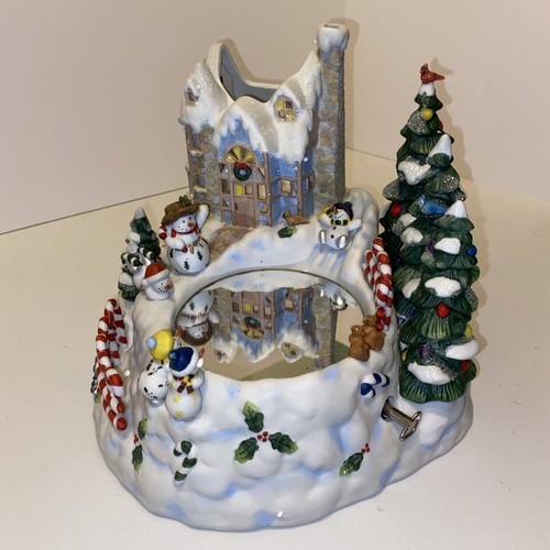 PartyLite Snowbell Candle Holder P7651 Snowman Motion Musical Skating Rink
