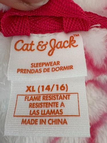 Cat & Jack Snow Flakes Hooded Fleece Robe for Girls Plush Bathrobe XL 14-16 Red - Picture 6 of 7