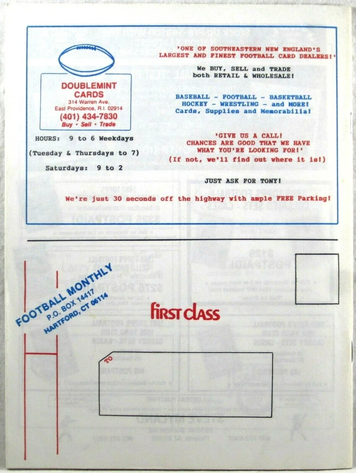 VINTAGE DELLAFERAS' FOOTBALL MONTHLY November 1989 BOB LILLY Volume 1 No. 6 - Image 4 of 4