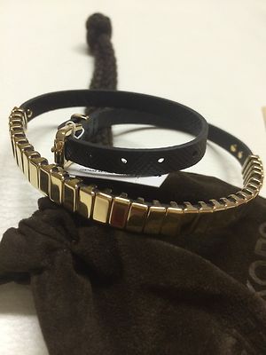 NWT Michael Kors Black Gold Double Wrap Leather Bracelet