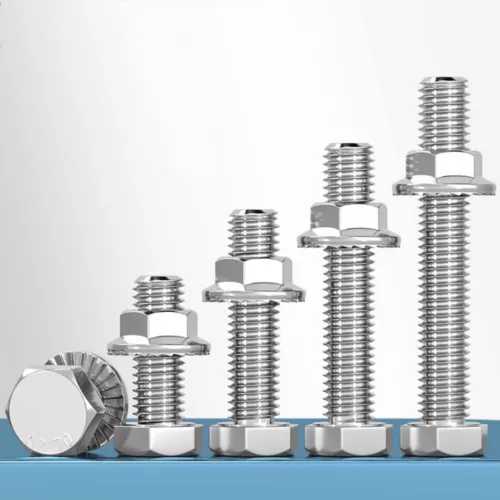 304 Stainless Hex Flange Bolts With Free Serrated Flanged Nuts M2.5 M4 M5 M6 M8
