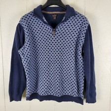 Tasso Elba Sweatshirt Men's Large Blue Mock Neck 1/4 Zip Long Sleeve Pullover
