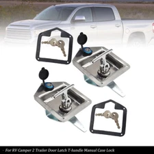 2pcs Trailer Latch T-handle Lock With Key Steel Fit for Camper RV Truck Kit