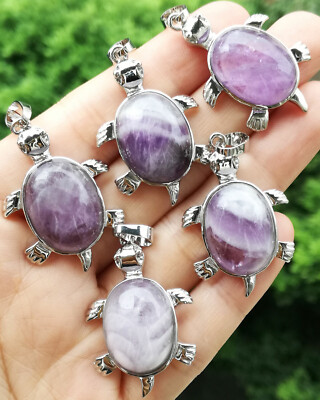 20pcs Amethyst Gems Stone Turtle Pendants Chakra Reiki Healing Amulet