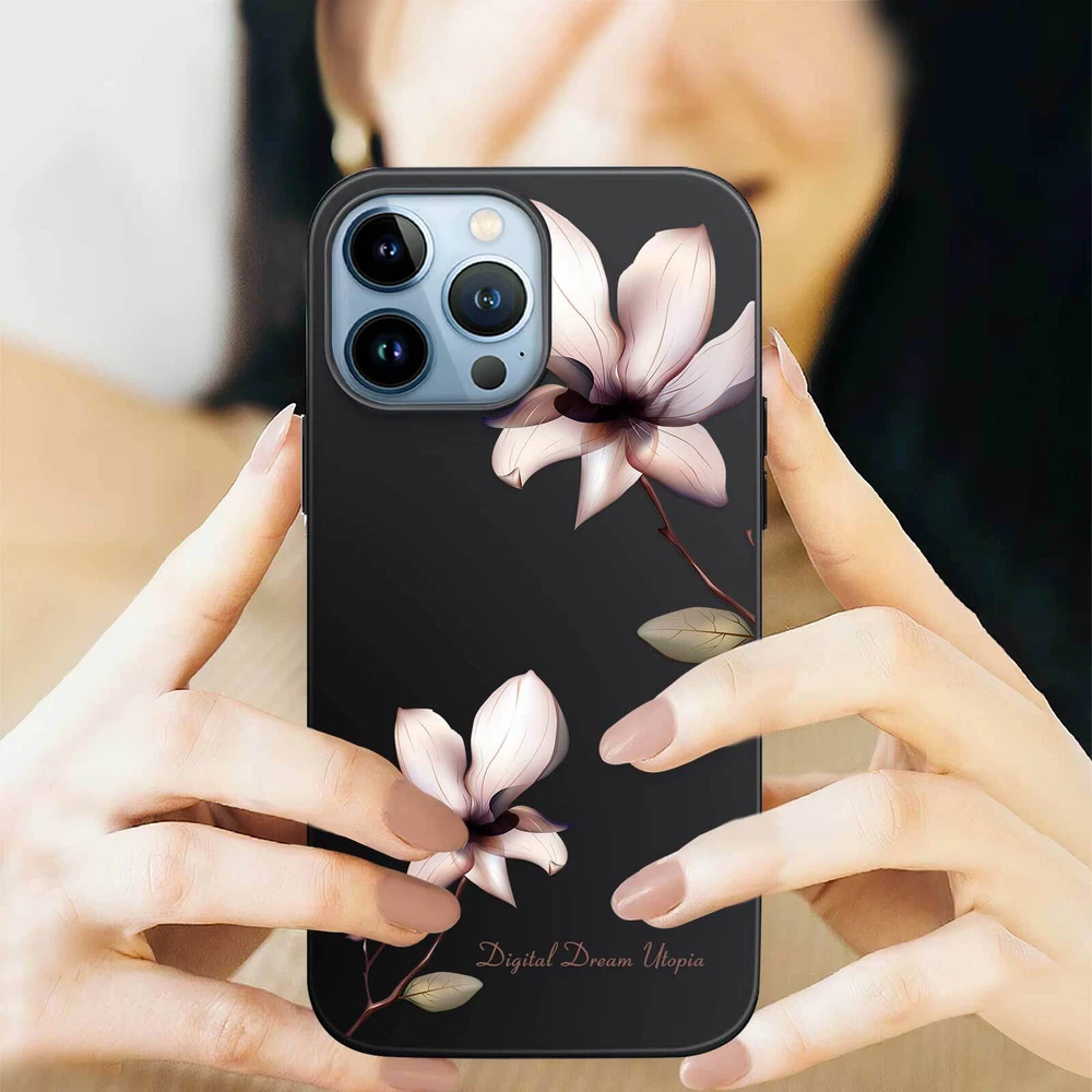 Phone Case For Apple iPhone 14 Pro Max 13 12 15 Flower Lace Protective TPU Cover