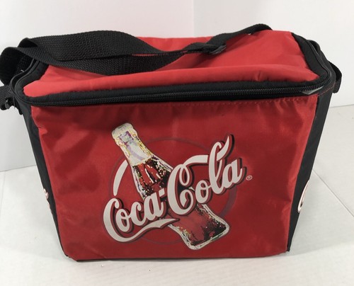 Coca-Cola Coke Bottle Lunch Bag Insulated Soft Cooler Bag Red w/Adjustable Strap