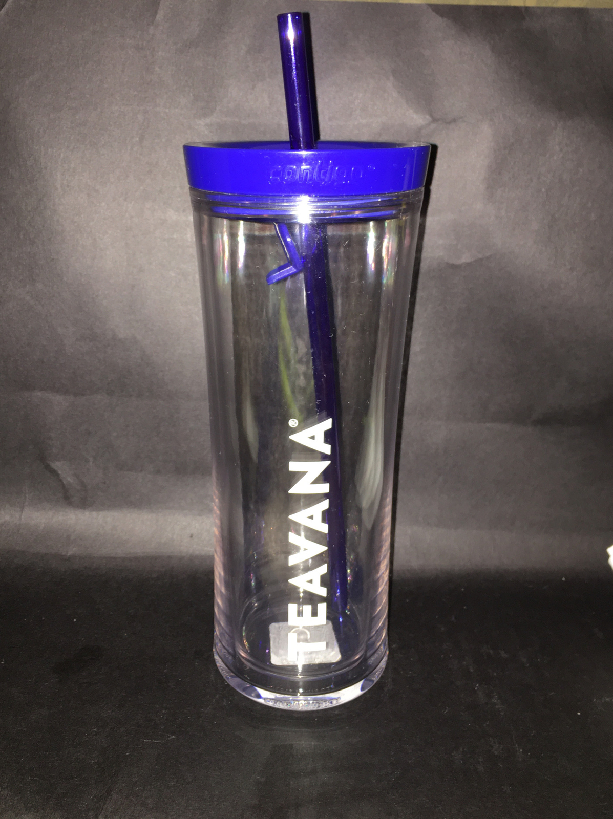 Teavana Clear / Blue Cold Cup , 20 fl Oz, Blue Lid and Straw New & Rare