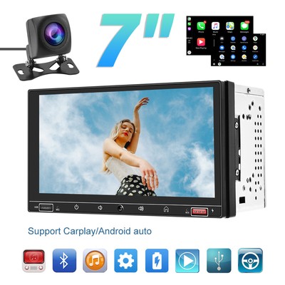 7'' 2-Din Car Stereo with Apple Carplay & Android Auto Play MP5 Radio + Camera CN