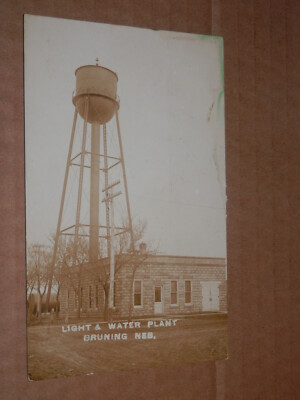BRUNING NEBRASKA - 1916 RPPC REAL-PHOTO POSTCARD - LIGHT PLANT - THAYER COUNTY