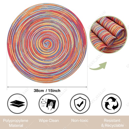 Round 6 Placemats & 6 Coasters Heat-resistant Washable Dinner Table Place Mats - Picture 5 of 89