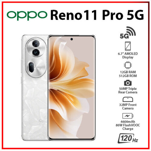 OPPO Reno11 Pro 5G 12GB+512GB WHITE GLOBAL Ver. Dual SIM Android Cell Phone - Picture 1 of 6