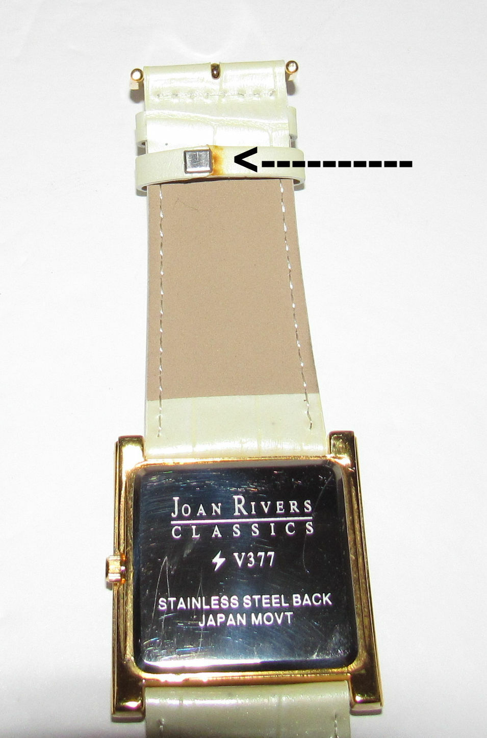 Joan Rivers Classics Watch Cream Leather Band Clear Rhinestones Quartz Ladies