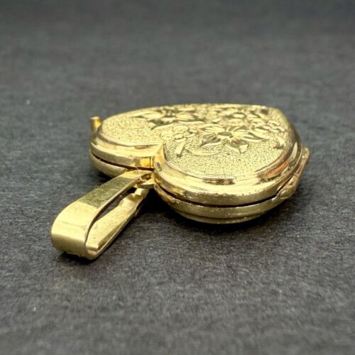 Floral Heart Locket - 9ct Yellow Gold Plated - 21mm - Picture 10 of 23