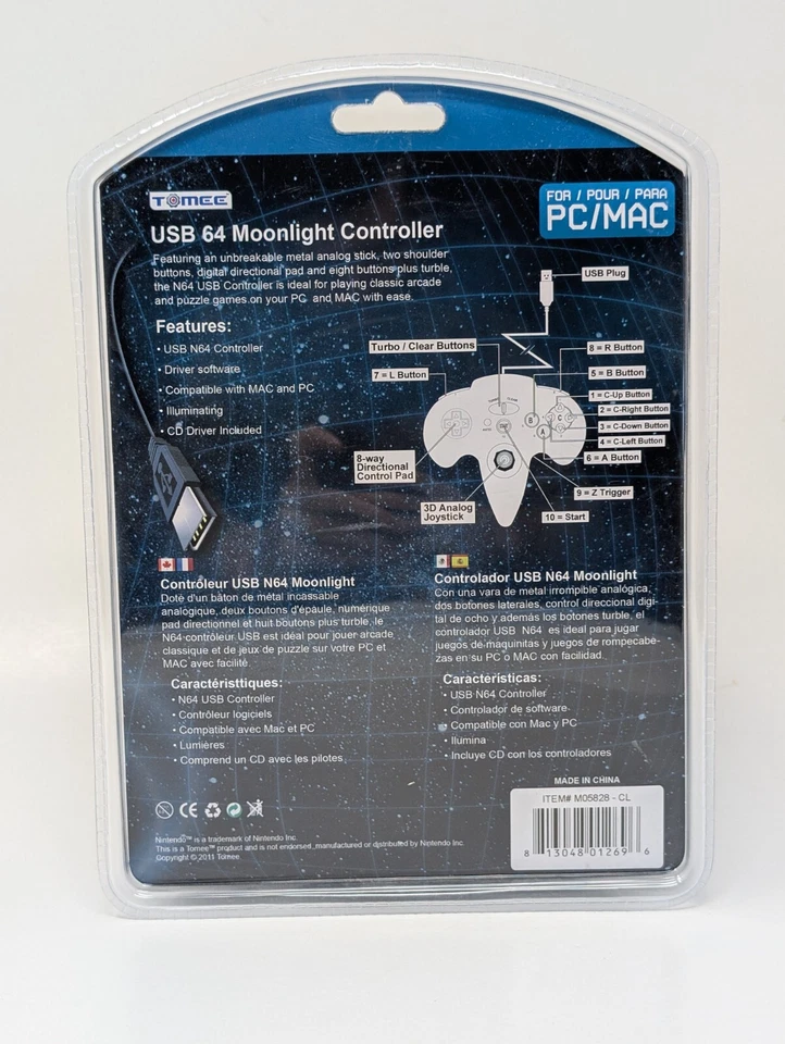 Nintendo 64 (N64) USB MoonLight Controller for PC/Mac Illuminated Brand New - Image 2 of 2