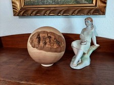 Wunderbare gedrechselte große DEKO HOLZKUGEL APFELBAUM + RINDE 13,8 cm UNIKAT