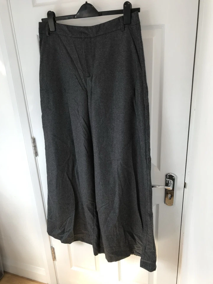 Pantalón Murray de franela de lana superfina Tibi pierna ancha gris jaspeado EE. UU. 8 UK 12 Foto 3 de 4